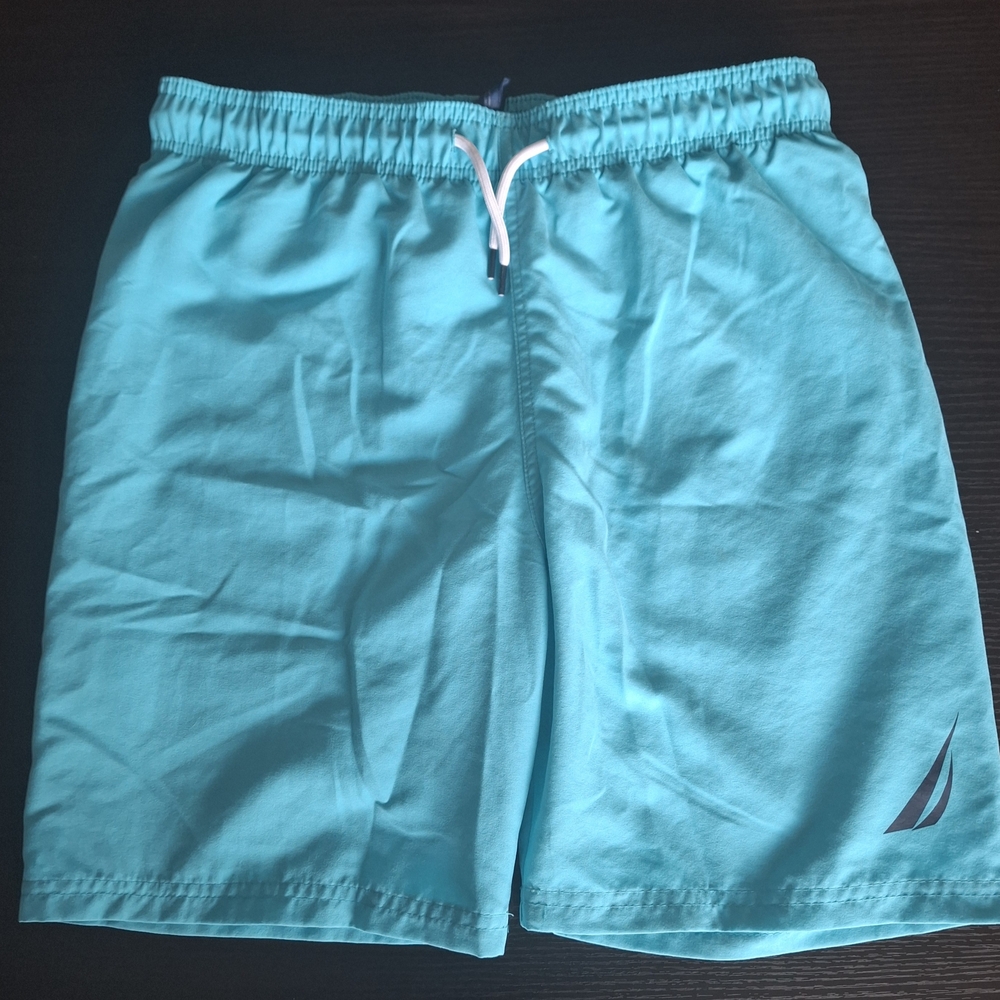 Nautica Kids Bright Teal Turquoise Swim Trunks Boardshorts